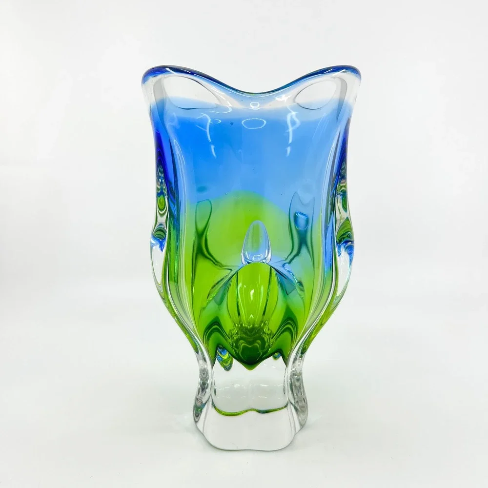 Vintage Bohemian Sommerso Glass Josef Hospodka Chribska Vase 1960's